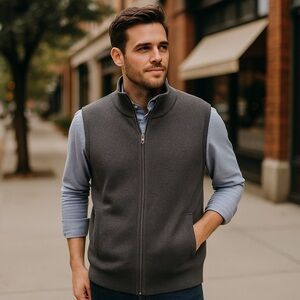 NWT Harrison Davis Men’s Knit Full-Zip Sweater Vest M Charcoal Grey